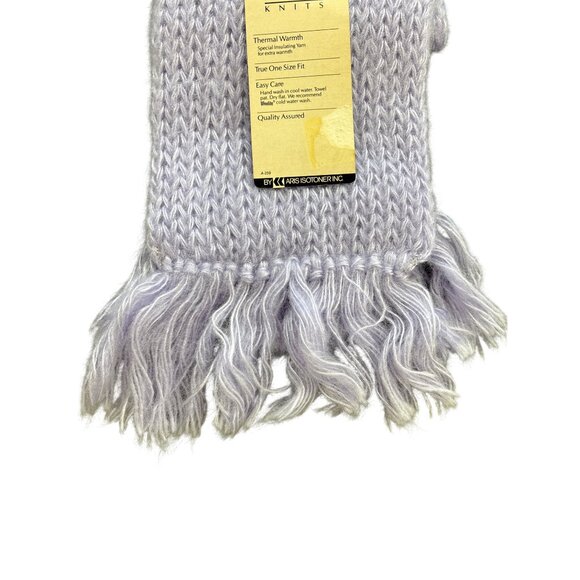 Aris Knits Thermal Puff Lavender Acrylic Scarf With Tassels - Picture 6 of 12